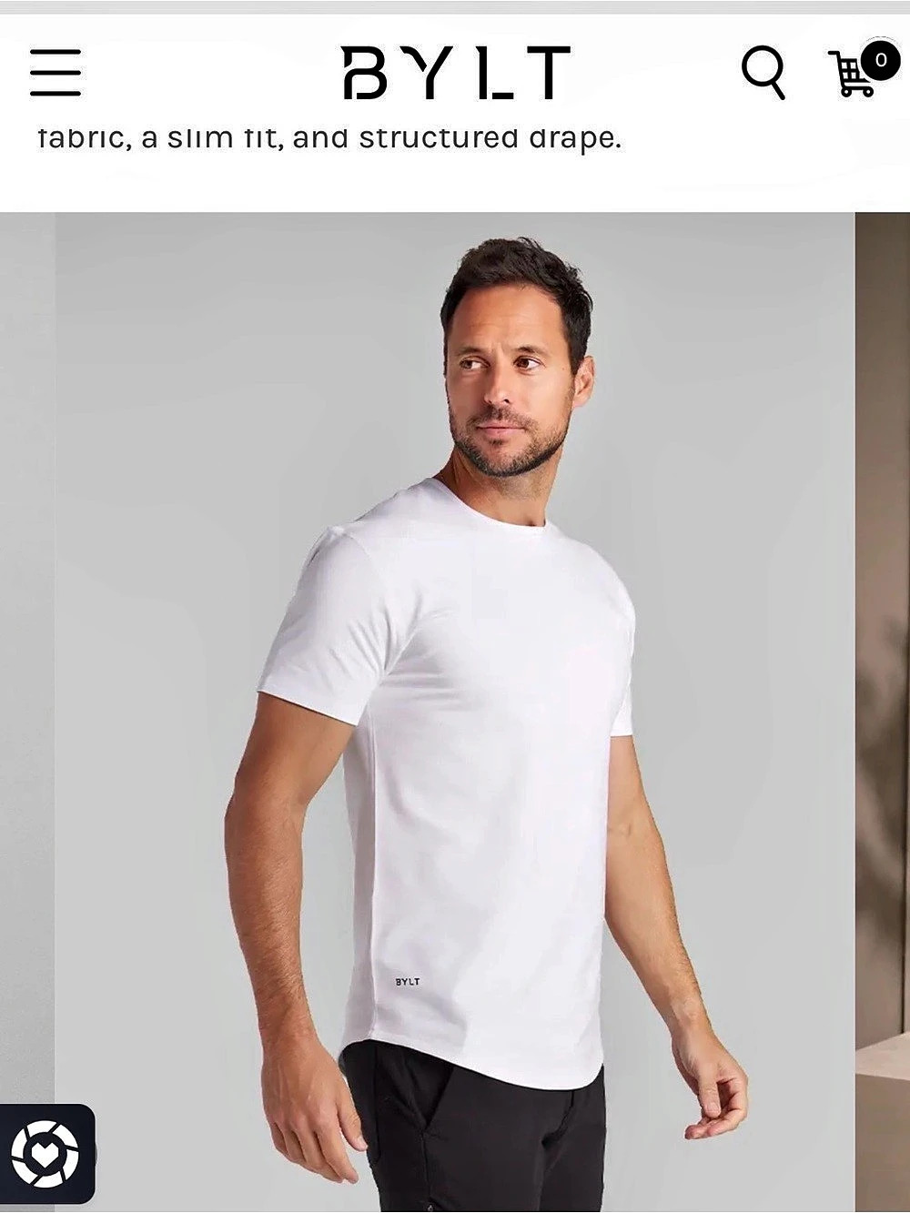 BYLT Lux Men's White Short Sleeve Tee Large Like New